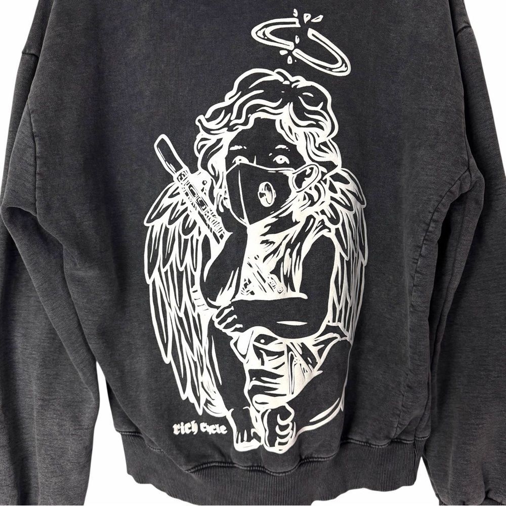 NWOT Rich Cycle Vintage Black Grey Hoodie Mens Medium - Picture 7 of 8